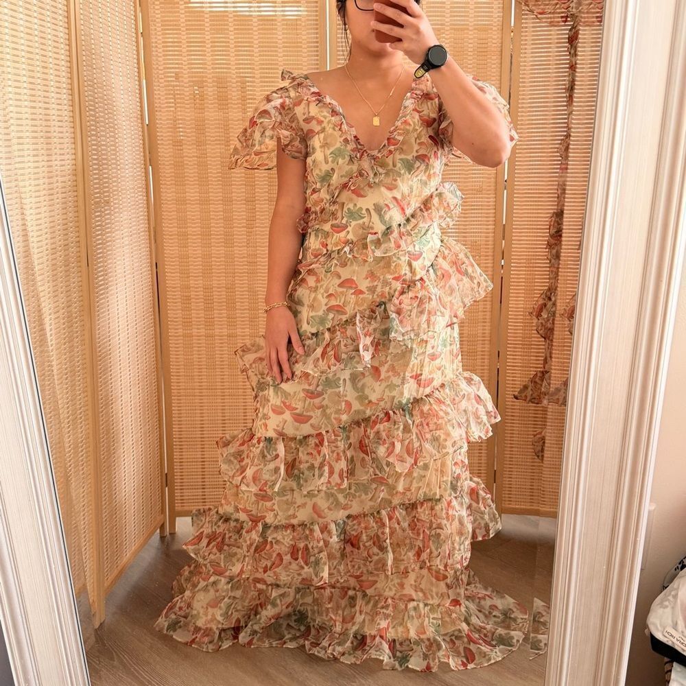 Selkie Floral Ruffle Maxi Dress